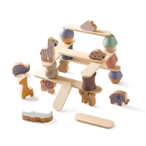 Zvieratká v rovnováhe – Montessori drevená sada blokov